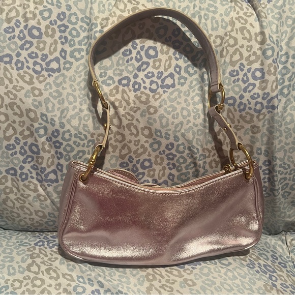 Vintage Pink Silver Juicy Couture Purse Y2K Shoulder Bag Handbag Satchel Heart - Picture 3 of 12